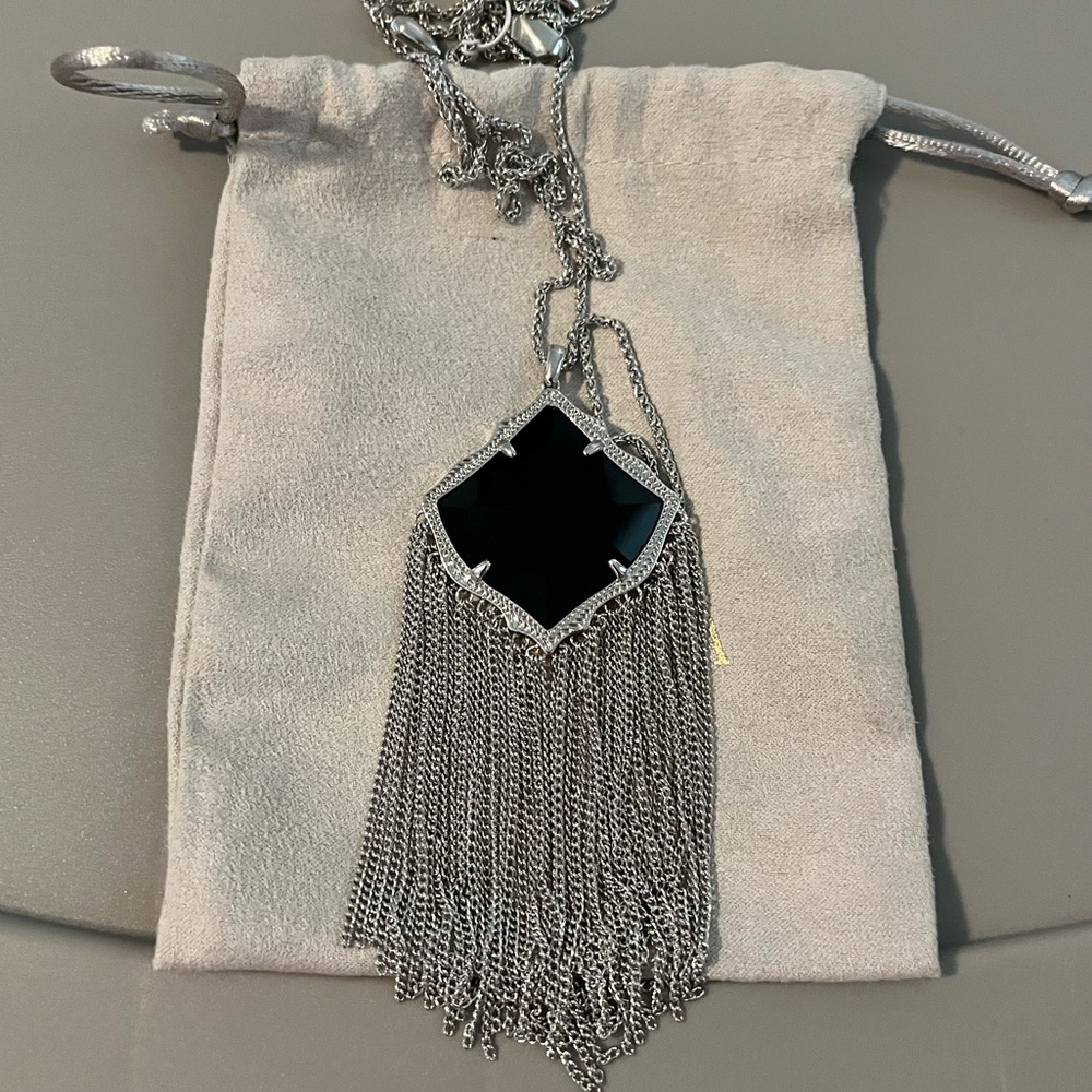 Scott Black and Silver Fringe Necklace